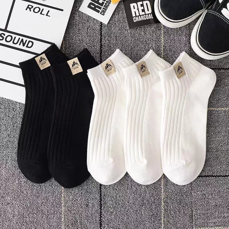 5 Pairs/Set Black And White Socks Men's Socks Wear Absorbent Short Tube Thin Low Top Shallow Mouth Sports Socks