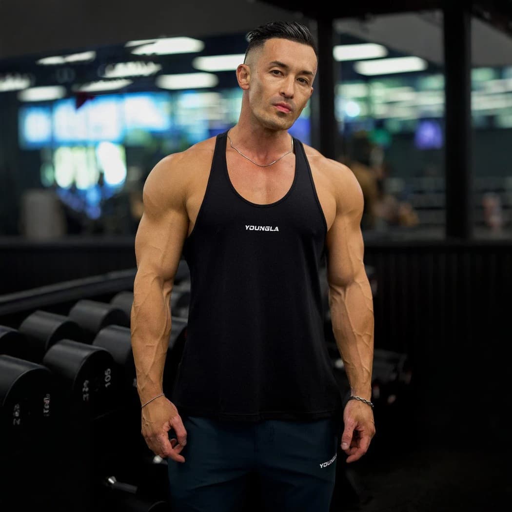 YOUNGLA American Style Trendy Brand Muscle Jogging Sports Fitness Sleeveless Quick-Dry Breathable Tank Top