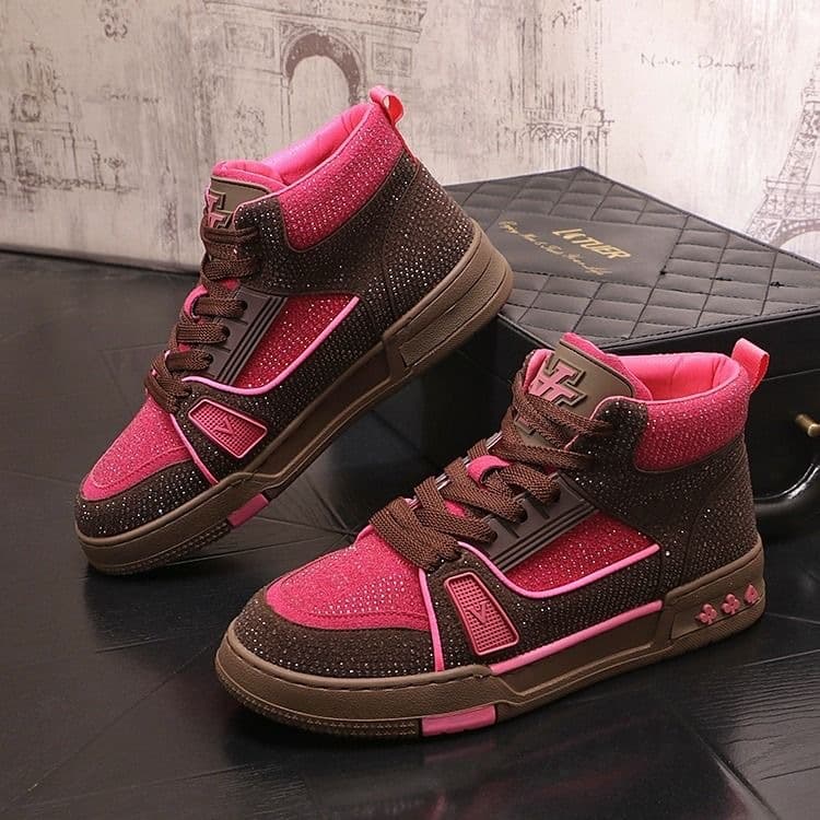 Marque européenne tendance, chaussures décontractées haut de gamme ornées de strass, baskets de créateur, chaussures pour hommes élégantes et