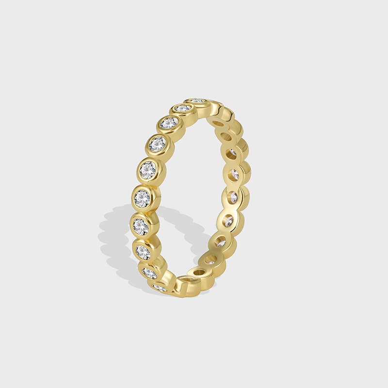 Simple Niche Versatile Design Ring Female Light Luxury Brass Gold Plated Micro Inlaid White Zirconium Index Finger Ring
