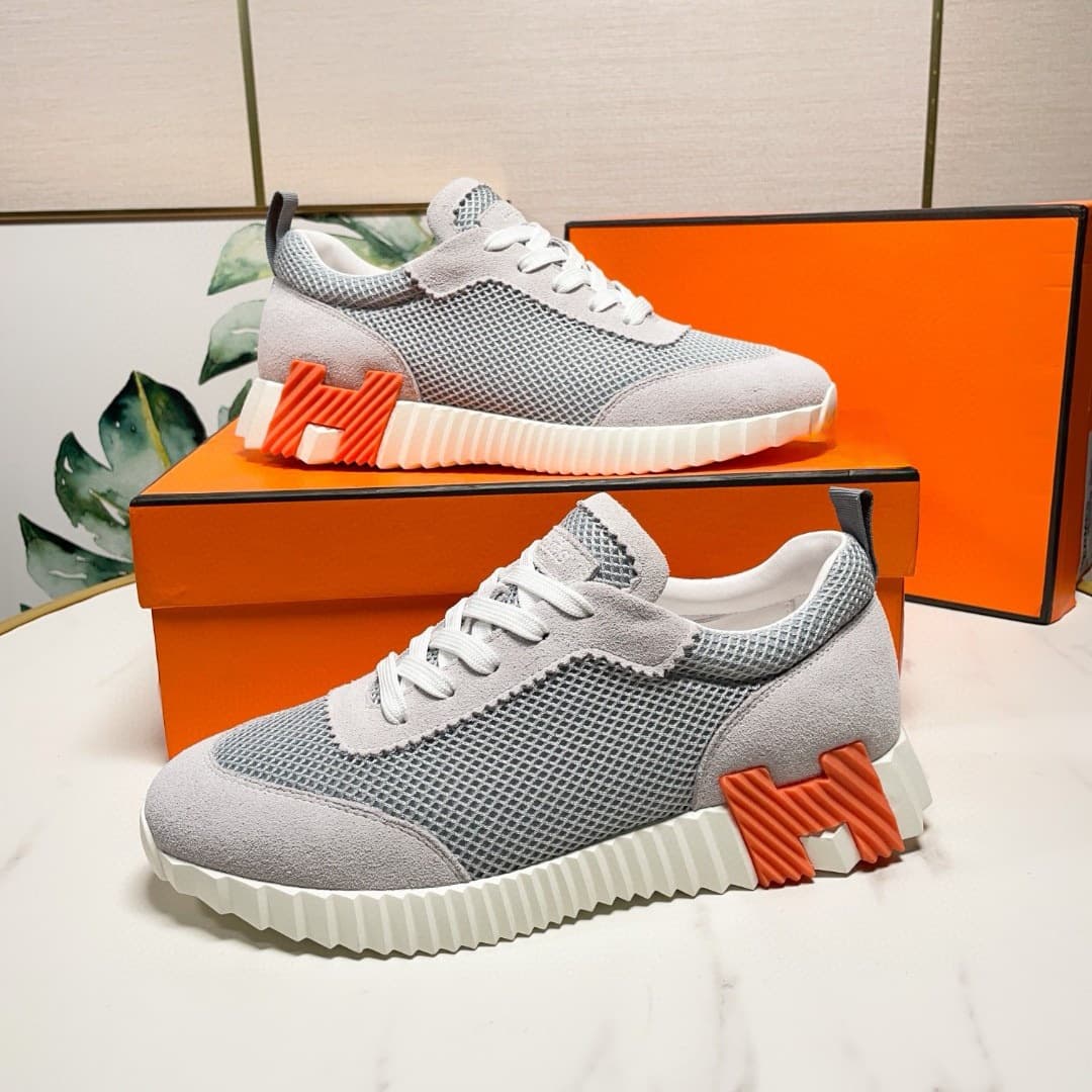 Baskets décontractées de marque H pour couple, chaussures de course respirantes, confortables et à lacets, en cuir véritable et à blocs de coule