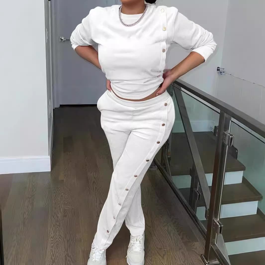 Women's Clothing women's clothing Side breasted two piece sweatshirt long sleeved trousers fashionable casual suit