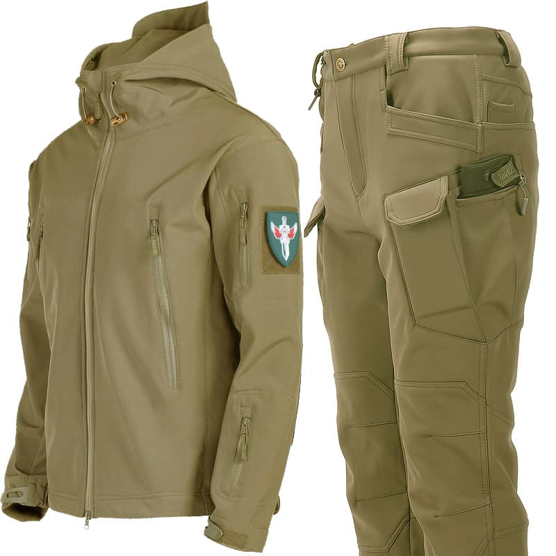 Men's Clothing Suit Men's Winter Warm Plus Velvet Soft Shell Clothing Pants Fishing Skiing Mountaineering Clothing Cold Proof Fleece Jacket