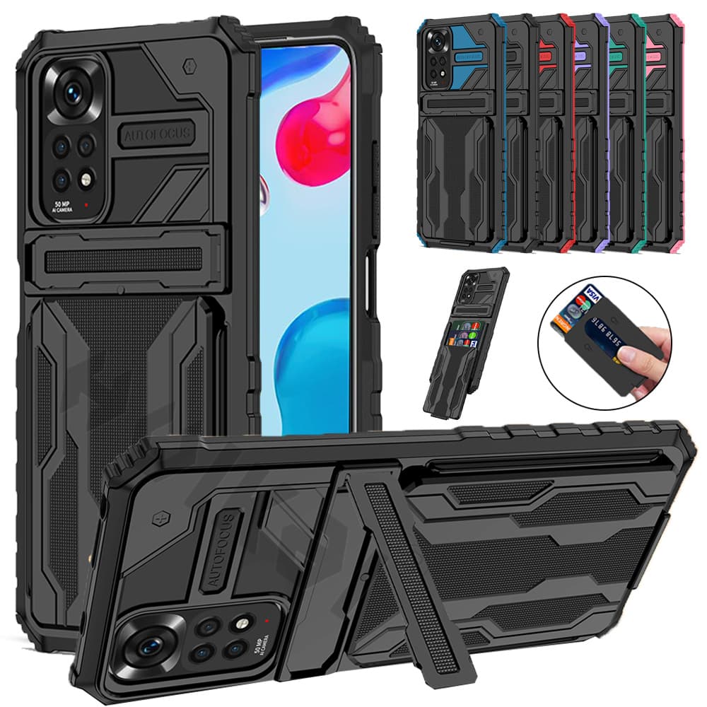 ShockProof Armor Case For Xiaomi Redmi Note 11S 11 10 10S 9 Pro Max 11T Poco M4 M3 X3 Pro Anti Shock KickStand Card Slot