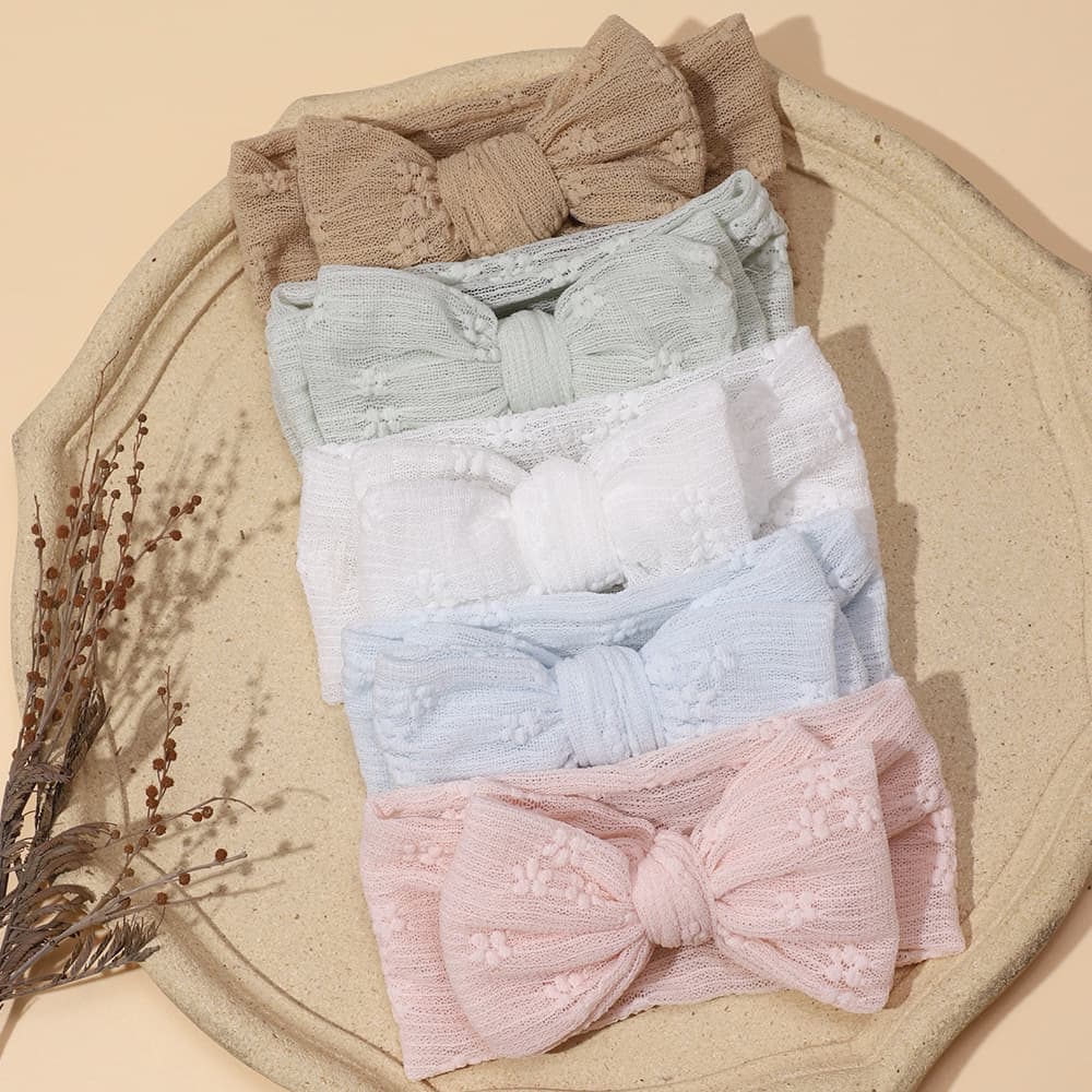 European and American cross-border new children's hair accessories baby embroidered mesh bow hair band baby care door headband wholesale