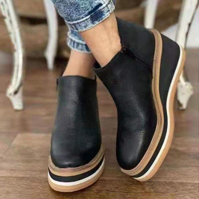 Women's Casual High Top Plush Platform Shoes Loafers