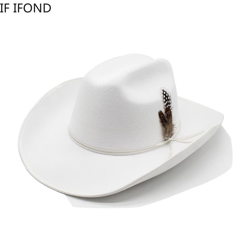 Fashion New 9.5CM Wide Brim Western Cowboy For Men's Vintage Fascinator Cowgirl Jazz Hat Cloche Church Caps Sombrero Hombre