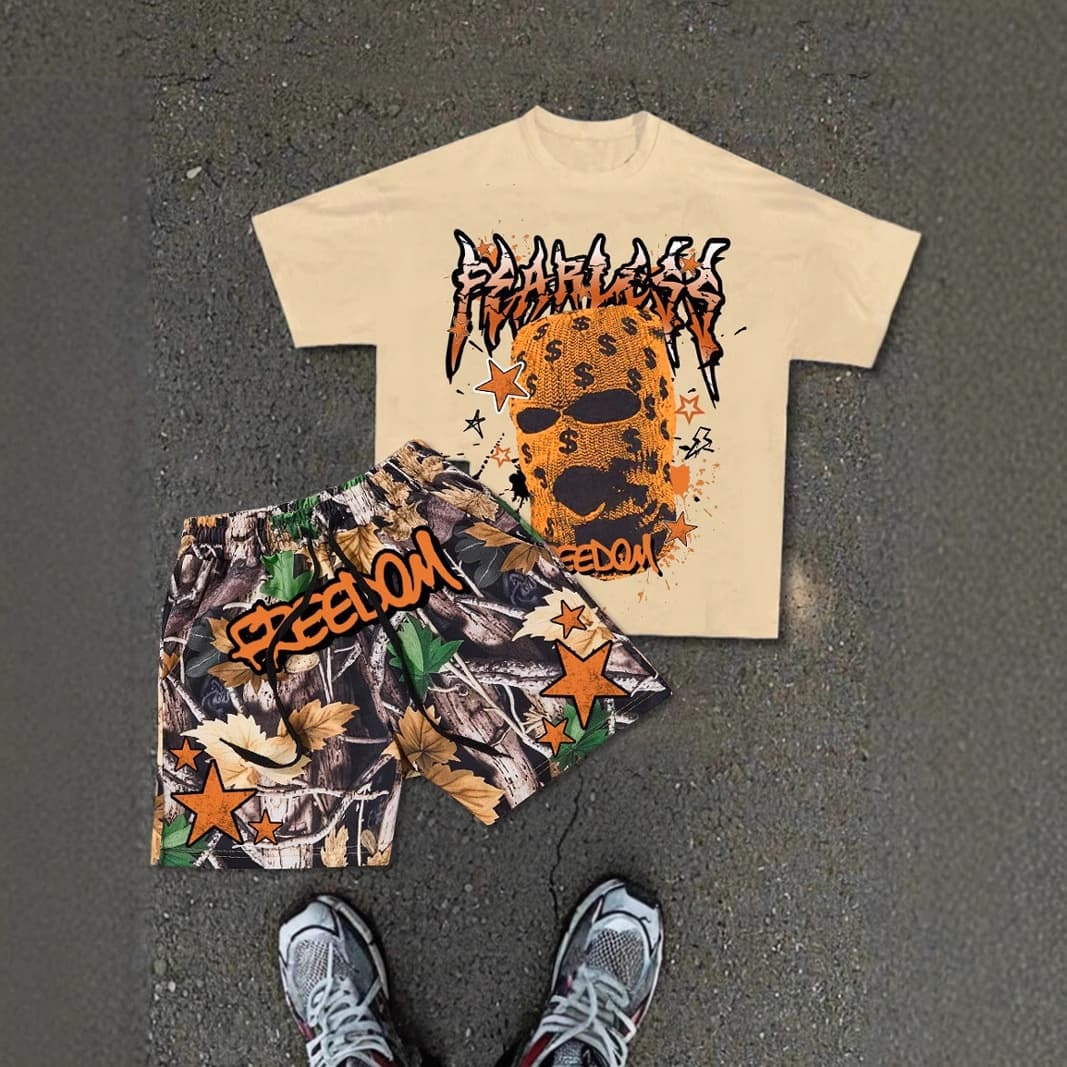 Men's Clothing Men's Summer T Shirt Short Sleeved Camouflage Shorts Casual Suit Personalized T Shirt