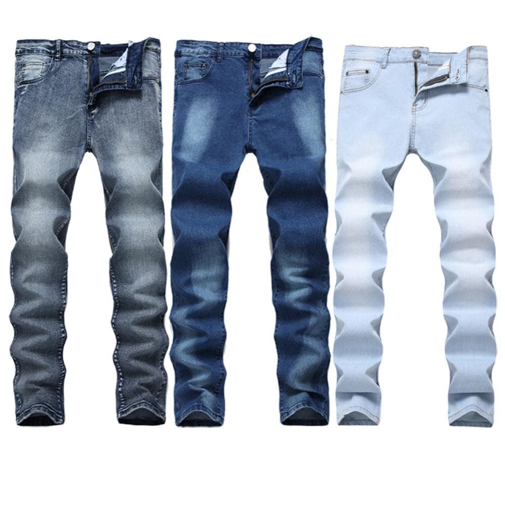 Men's stretch straight jeans slim men's multi-color denim trousers