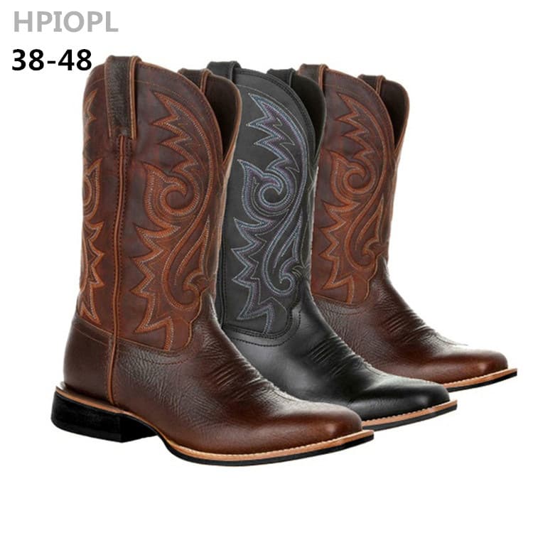 Tall embroidered vintage sleeve western cowboy boots for men and women