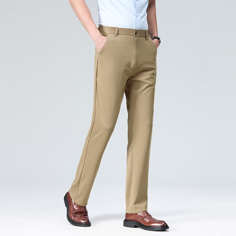 Pure 2025 Spring New Men's Casual Long Four-Way Stretch Loose Straight-Leg Suit Pants Factory Wholesale