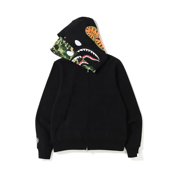 Sweat à capuche zippé en forme de requin pour homme et femme, veste camouflage tendance, sweat à capuche, polaire technique