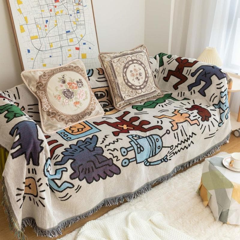 Graffiti Towel Sofa Cover Ins Dust Cover Towel Single Sofa Cover Towel Decorative Blanket