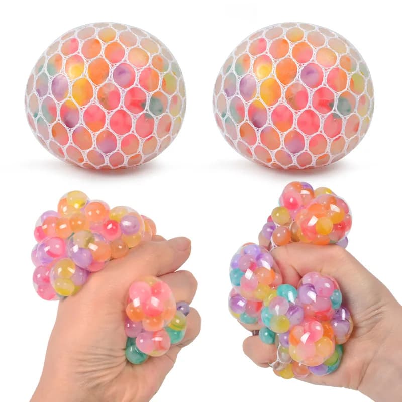 Rainbow Sensory Stress Relief Ball Squishy 3D Fidget Toys Adults Kids Anti-Anxiety Silent Non-Toxic Toy For Office