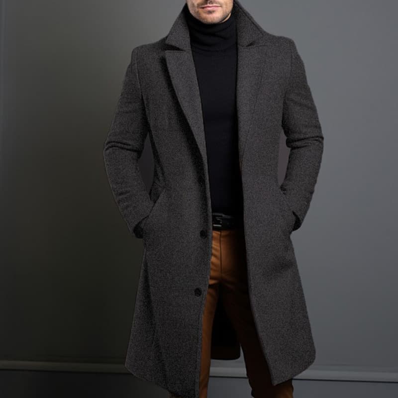 ​​Classic Single-Breasted Trench Coat For Men – Slim Fit Lapel Coat (Khaki/Black/Light Gray/Royal Blue/Burgundy/Dark Blue/Dark Gray, Sizes M-5XL)​​