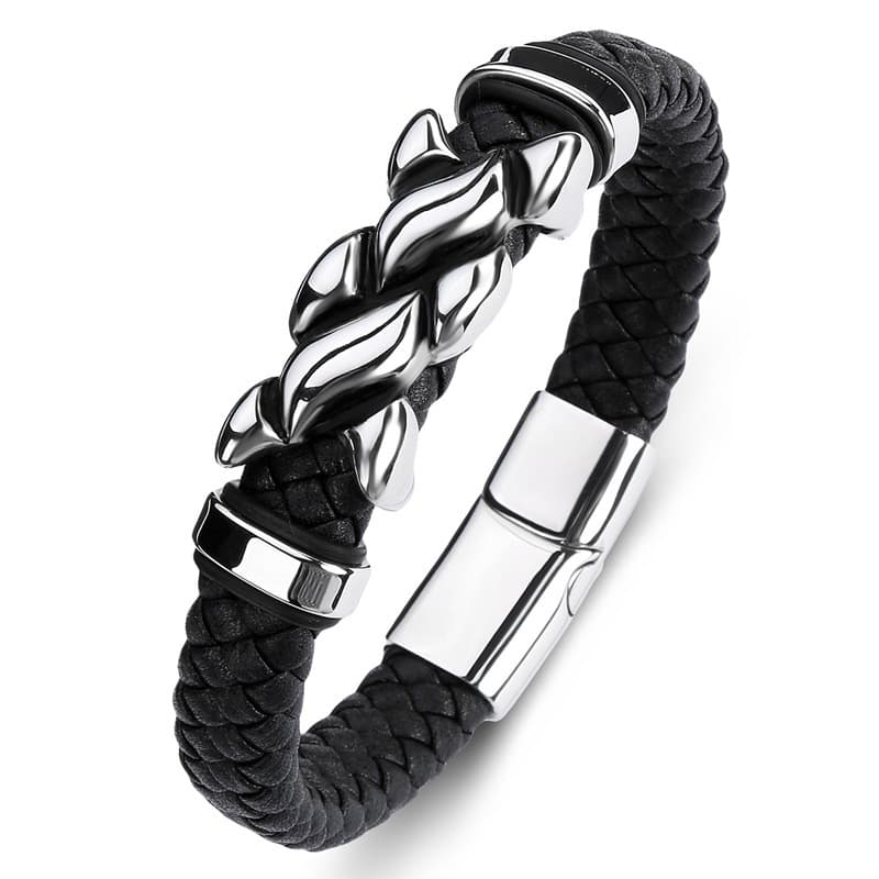 Mens Hip Hop Leather Punk Rock Bracelet Magnet Buckle Personality High Quality Bracelet Boyfriend Gift Birthday Gift
