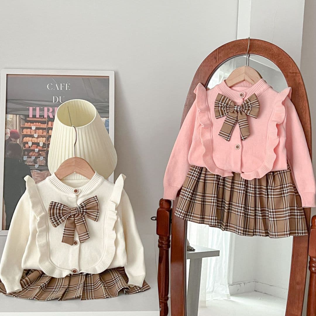 JINYONG Children's Sweater Two Piece Set JK Suit New Baby Girl Princess Skirt Girl Suit Autumn Children's Clothing