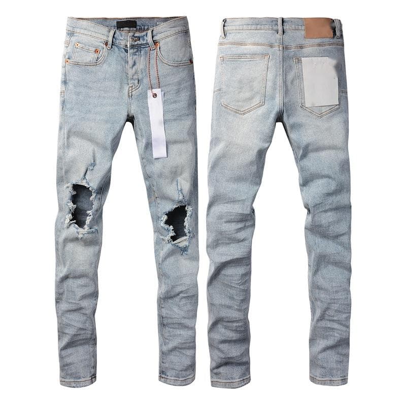 Jean déchiré violet de haute qualité pour homme, style streetwear