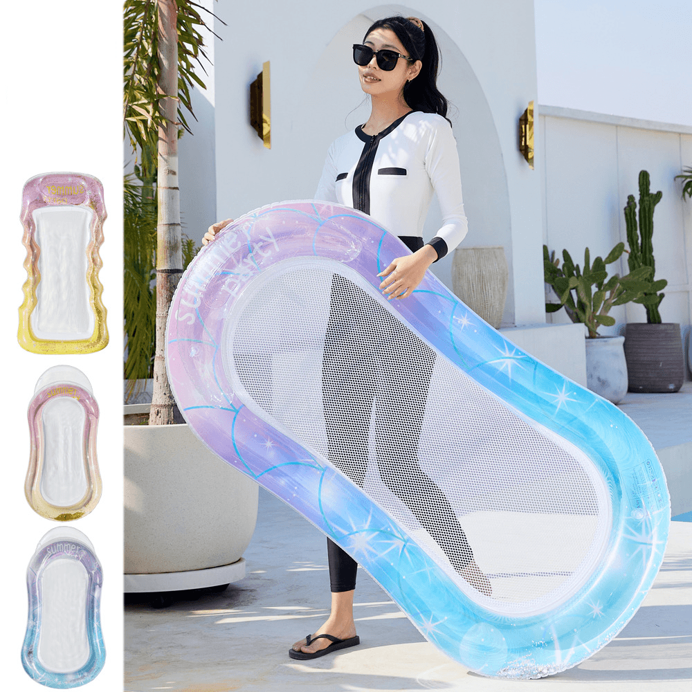 Pool & Accessories Premium Inflatable Pool Lounge Chair With Mesh Backrest Pillow Sparkling Adult Floating Bed