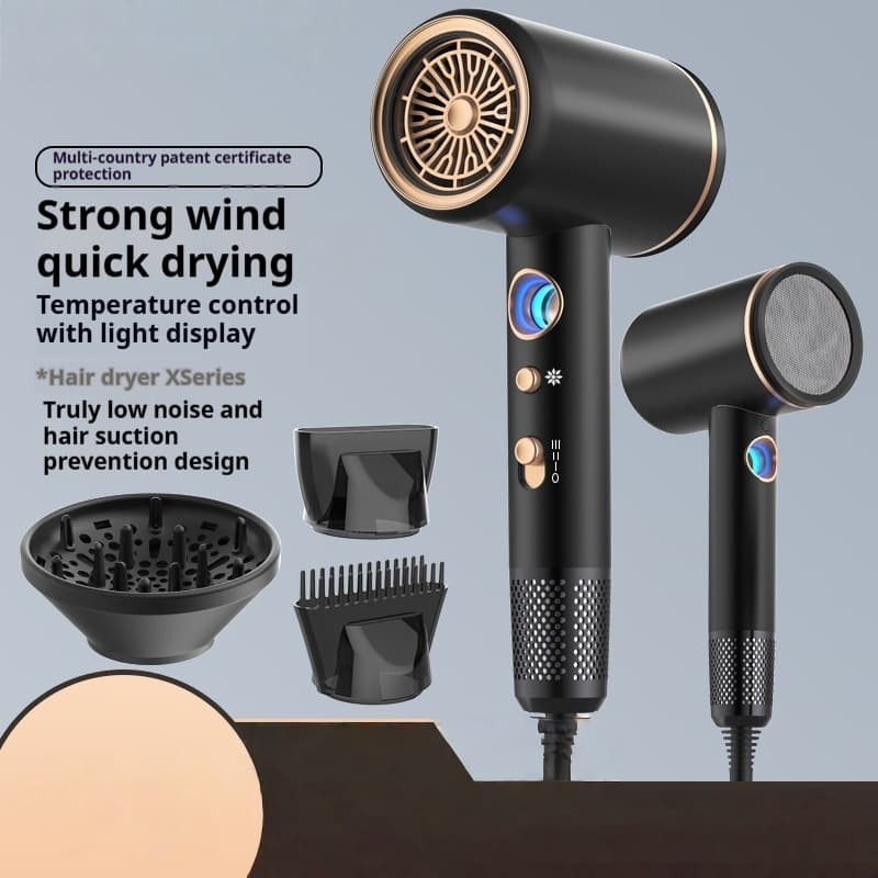 2000W Professional Hair Dryer With Temperature Display – 6-Speed Ionic Fast Drying & Styling Kit (2 Nozzles Included)​