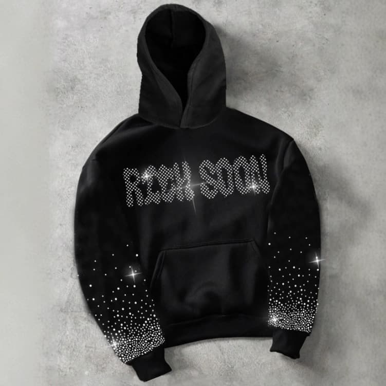 ​​Men's Embroidered Letter Hoodie Streetwear Black Sweatshirt Loose Fit Pullover For Casual Wear​​ Fashion Trends