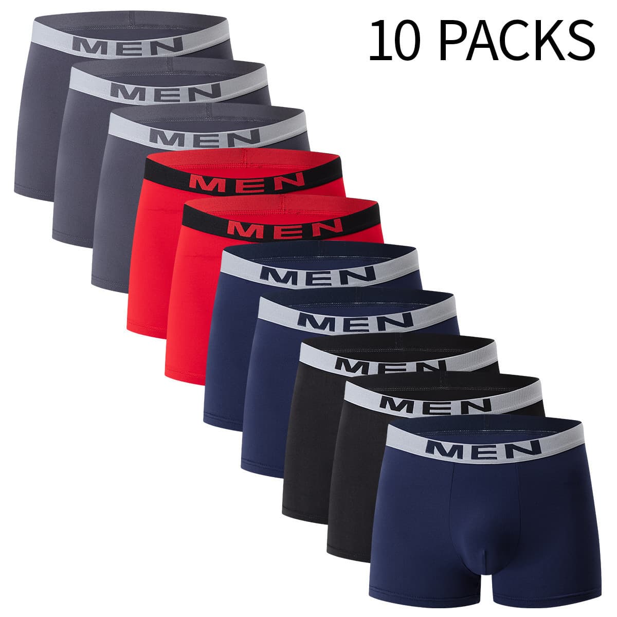​​10-Pack Men's Seamless Boxer Briefs – Ultra-Soft Milk Silk Underwear, Breathable & Stretch Fit (S-XXXL, Solid Colors, Multipack Essentials)​​