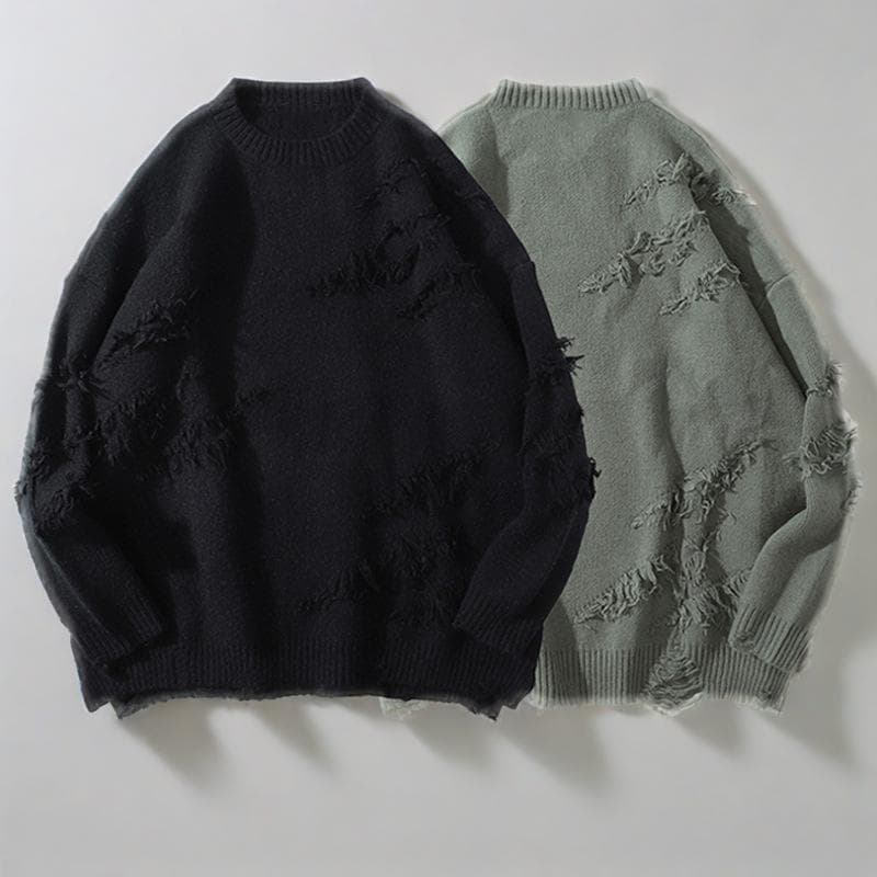 Unisex Clothing Breathable Casual High Street Design Niche Tassel Sweater Men And Women Trendy Brand Loose Couple Round Neck Sweater