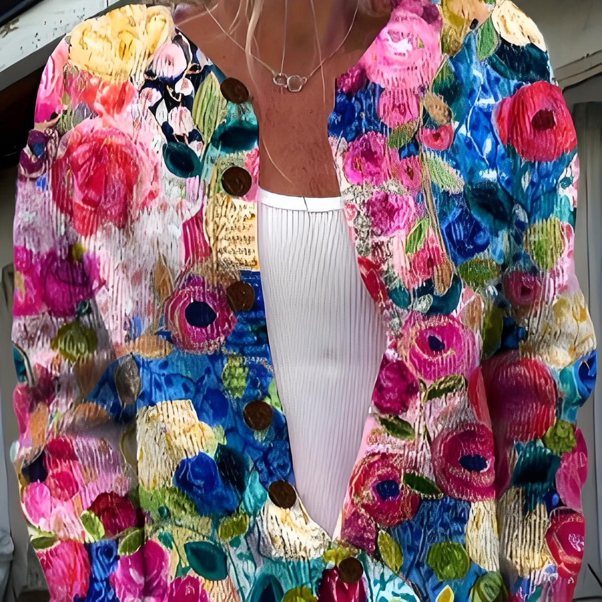 Soft 3D Floral Print Cardigan – Lightweight Knit Open Front Sweater For Women (Multi-Color)