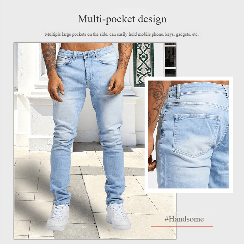 ​​Men's Slim Fit Stretch Denim Jeans - High Elasticity Comfortable Skinny Jeans For Trendy Casual Wear​​