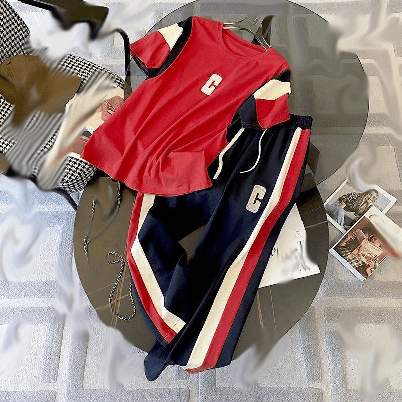 Women's Clothing Hooded Sportswear Suit For Women 2023 Summer New Slim Letter T Shirt Top Pants Casual Suit For Women