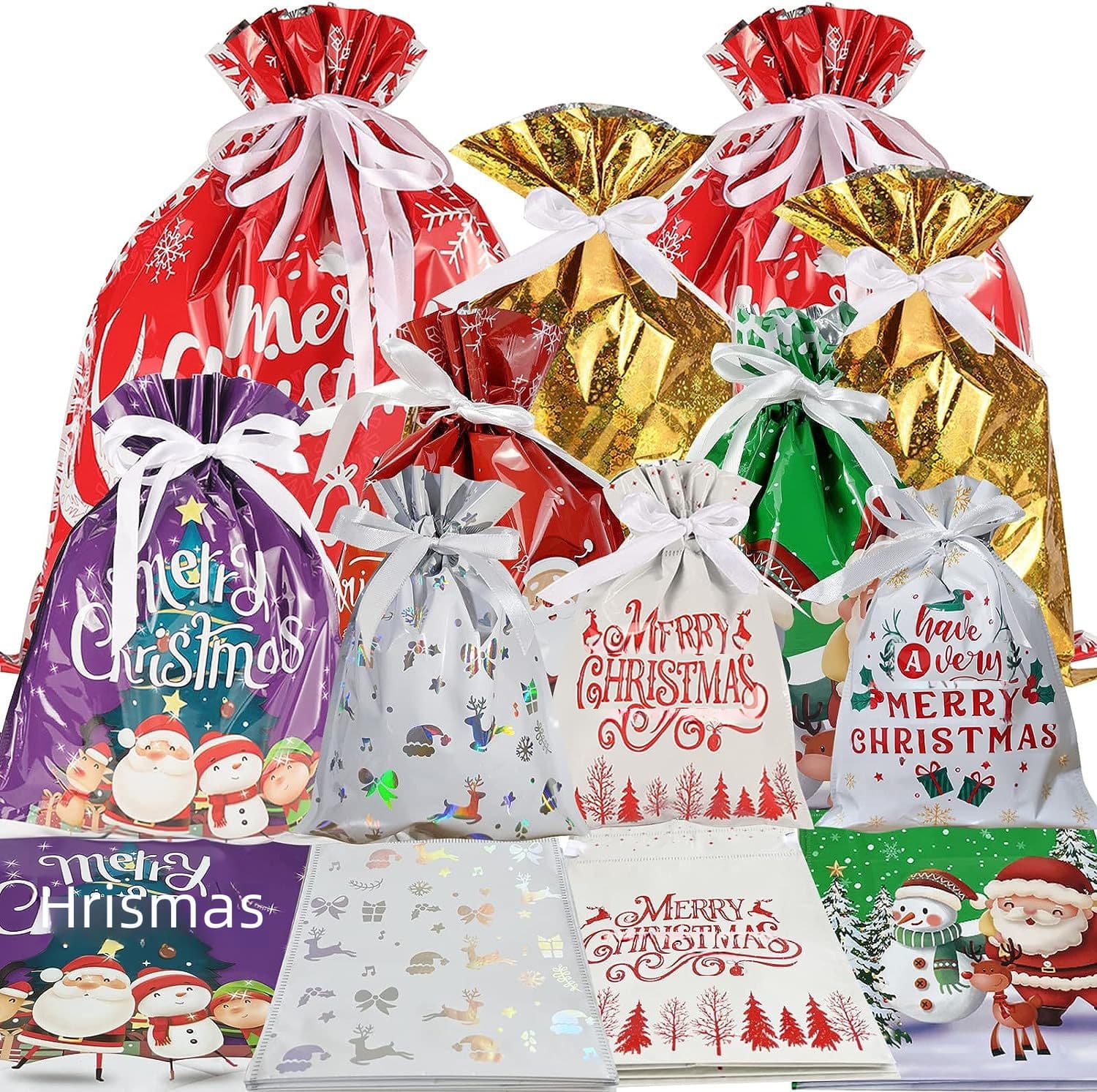 Christmas Gift Bag suit 2024 New Cross Border Christmas Gift Bag Decorative Candy Bag Drawstring Bag