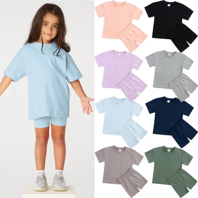Toddler Girls Clothing Girls Suit Short Sleeved Girls Sports Two Piece Suit New Children's Short Sleeved Shorts Summer Clothes