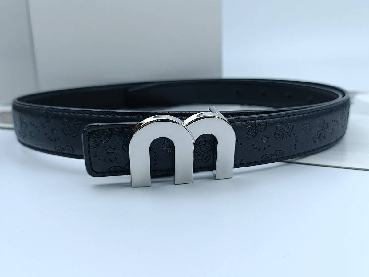 European and American New Fashion Women's Belt Personalized Letter M Buckle Versatile Korean Fashion Decorative Jeans Belt