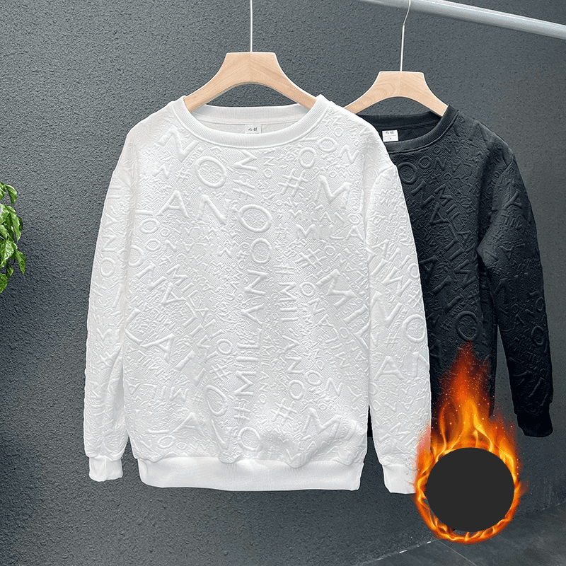 Men's Clothing 2024 new Versatile and handsome white sweatshirt for men, spring and autumn inner wear bottoming shirt, plus velvet, new men's round