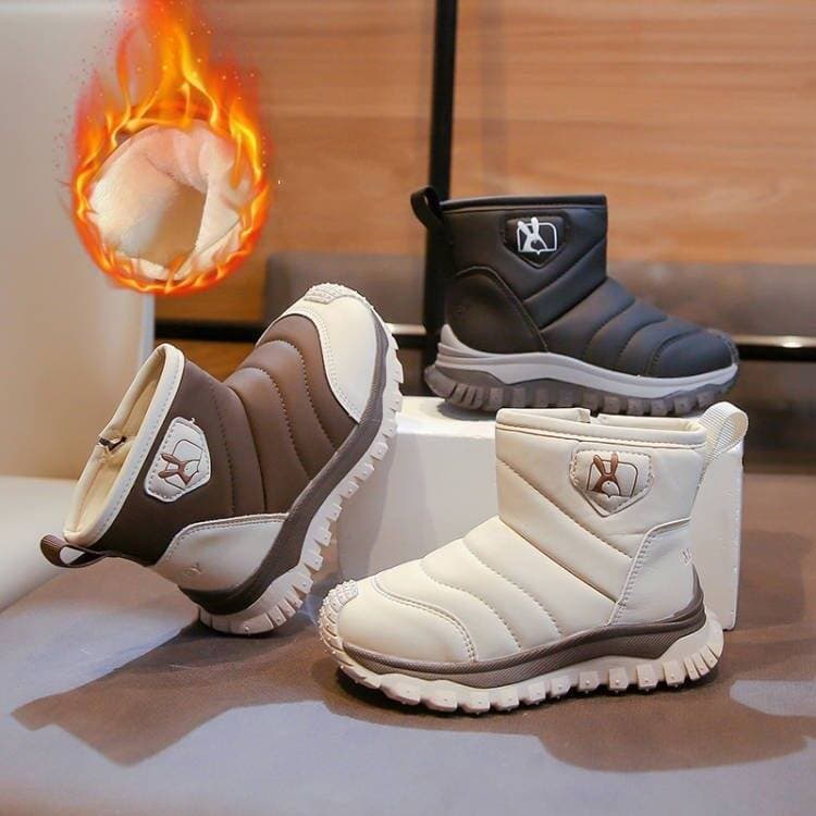 Children's Snow Boots Boys New Autumn And Winter Big Children All Match Northeast Big Cotton Boots Plus Velvet Warm Cotton Shoes Boys