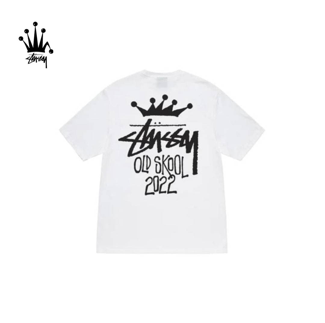 Stussy Crown Letter Old School Letter Pattern Printed Pure Cotton Short Sleeved T-shirt