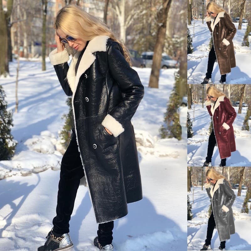 Women's Clothing Slim Long Sleeve Rabbit Hair Patchwork Coat