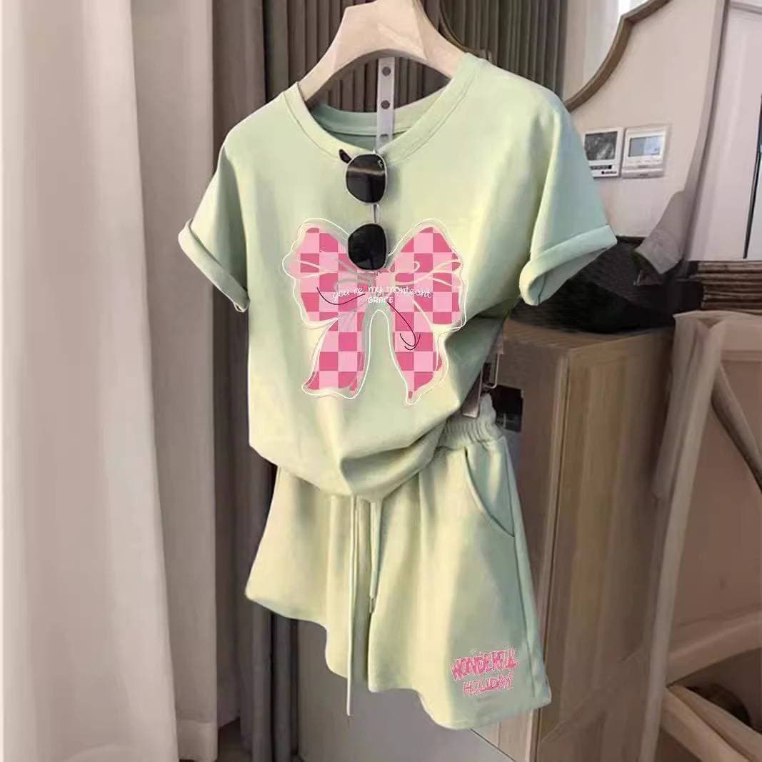 Women's loose short-sleeved shorts suit female age-reducing stylish leisure fashion sports two-piece suit