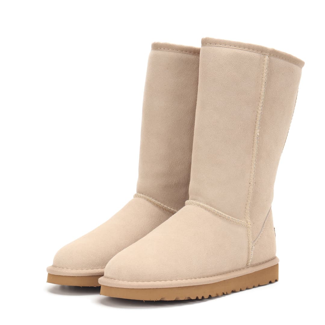Bottes de neige montantes classiques automne/hiver en cuir véritable à tige droite pour femmes et hommes
