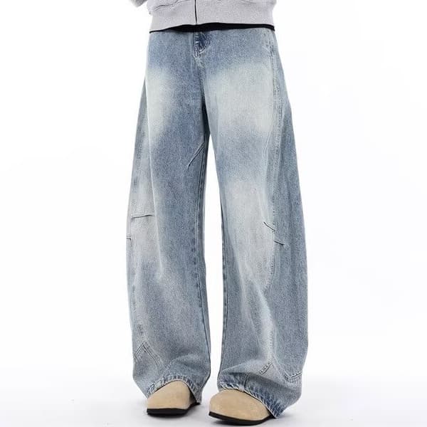 American Vintage Scimitar Jeans Summer 2025 New Patchwork Design Banana Scythe Pants Unisex Trend