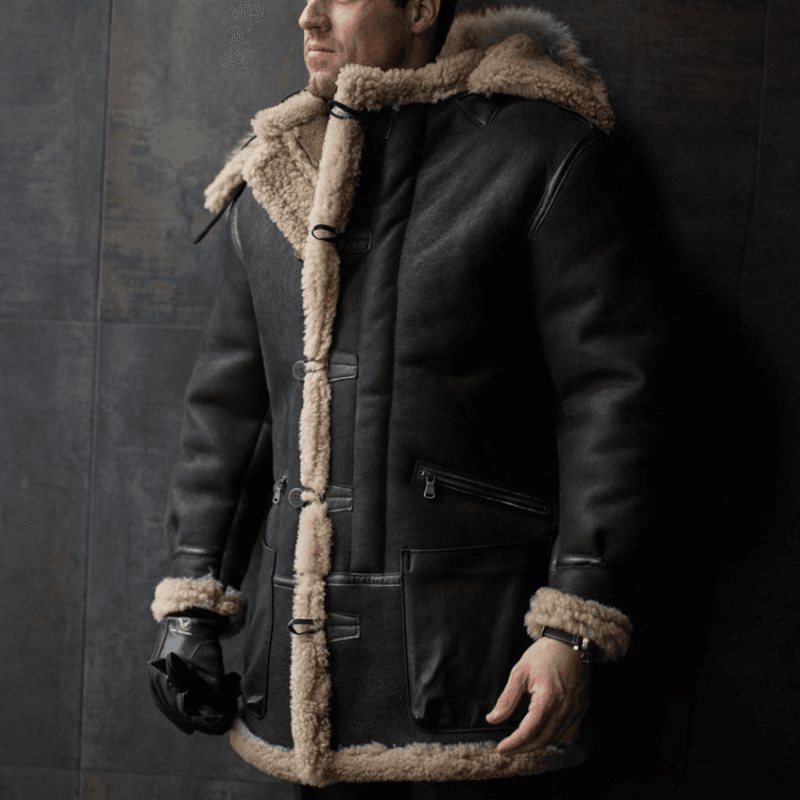 Men's clothing fur one hooded single breasted coat zipper pocket loose warm padded jacket