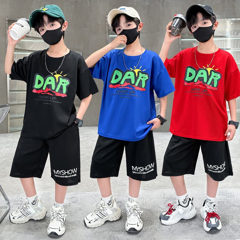 Boys' Summer Outfit Set Trendy Stylish Cool Two-Piece Short Sleeve T-Shirt Cotton Polyester Casual Clothing For Ages 3-8