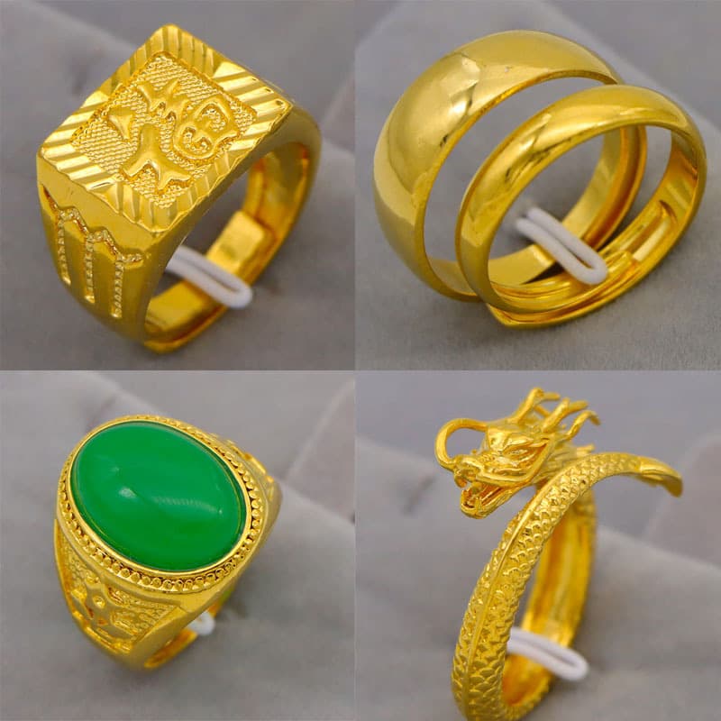 Vietnamese Sand Gold Plated Trendy Men's Live Ring 999 Color Long Lasting Jewelry