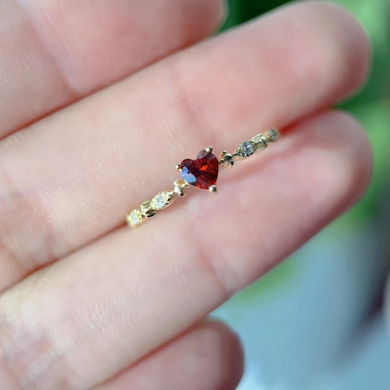 Longrui new fashion love ruby style ring ring heart-shaped diamond zircon ring