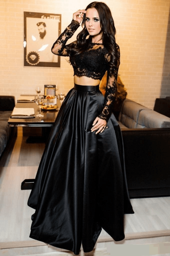 Women’s Clothing lace mesh embroidery two piece suit party dress
