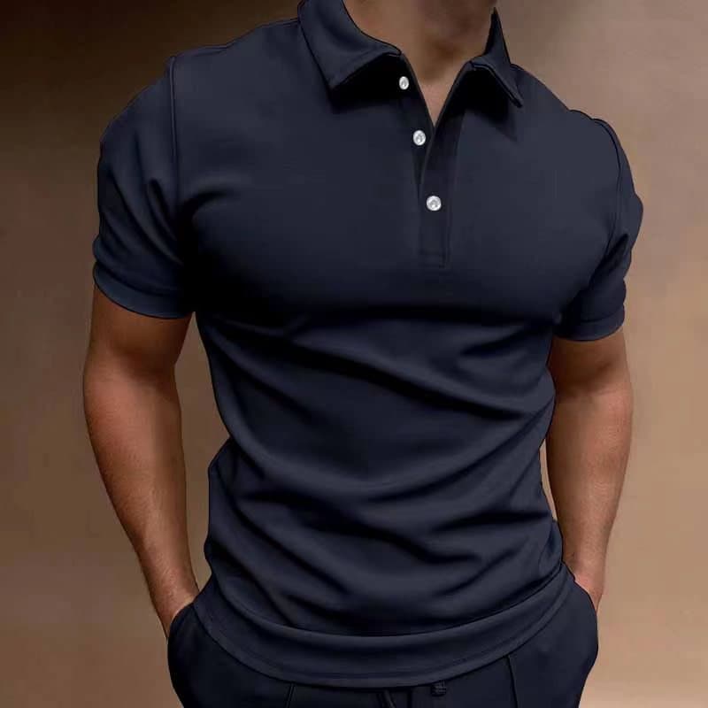 Men's Polo Shirt Short-Sleeved Button T-Shirt Top