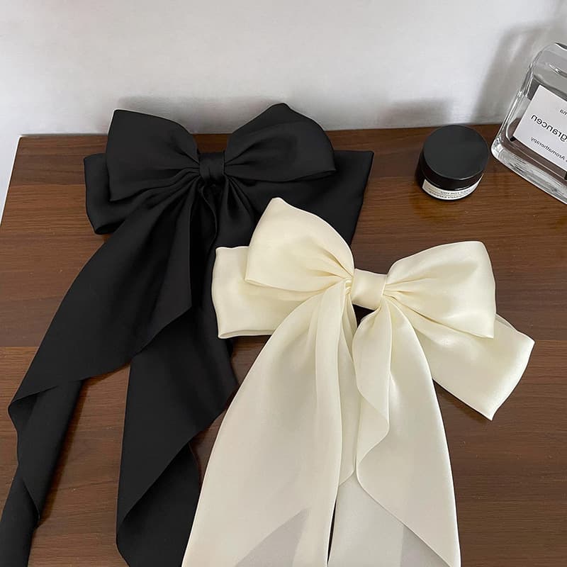Bow Streamer Hair Clip Simple Handmade Satin Spring Clip Hair Clip Hair Clip Hair Accessories