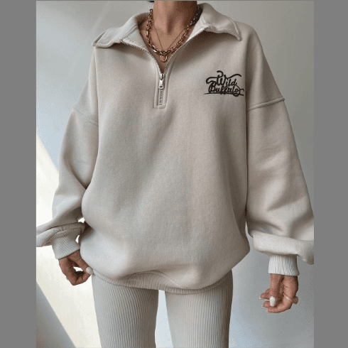 Women's printed fleece long-sleeved pullover sweater with fleece