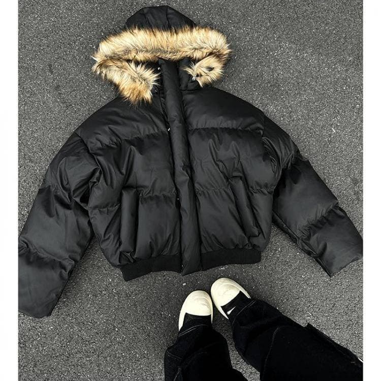 Men's Premium Detachable Fur Collar PU Leather Jacket – Winter-Ready Hooded Coat
