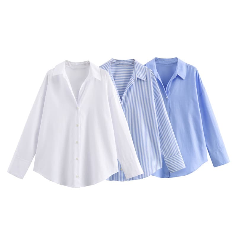 Women's Clothing Cotton Loose Casual Long Sleeved Shirt